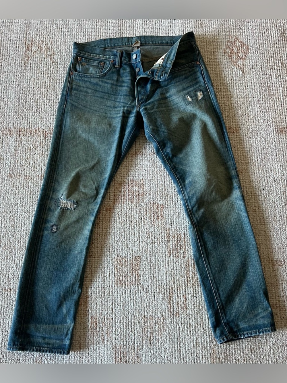 Ralph Lauren Double RL Slim fit distressed Blue Jeans 33x30